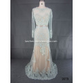 Embroidered Dress with Illusion Neckline